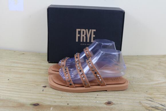 Frye Shoes - New Frye Sandals Womens 8.5M Brown Leather Faye Studded Slide Slip On
